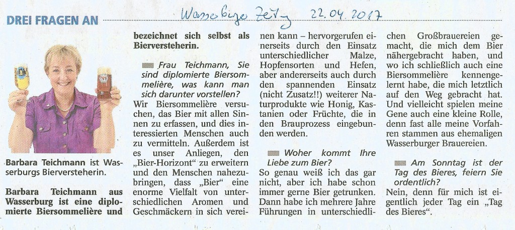 Barbara Teichmann aus Wasserburg Die BierVersteherin Pressebericht 20170422
